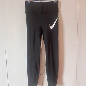 Nike Tempo Run Black Running Leggings with White logo